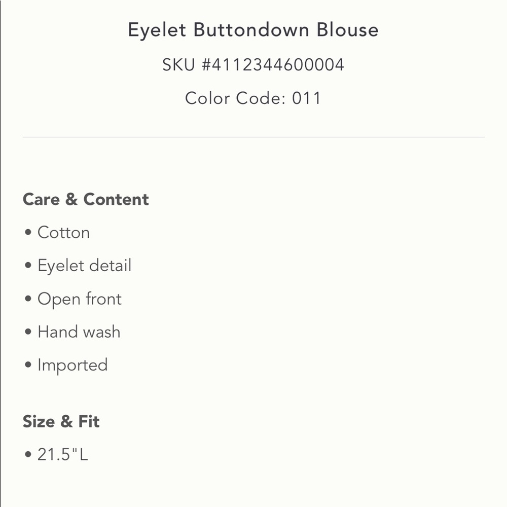 Anthropologie | Eyelet Buttondown Blouse | M/L - Picture 9 of 10